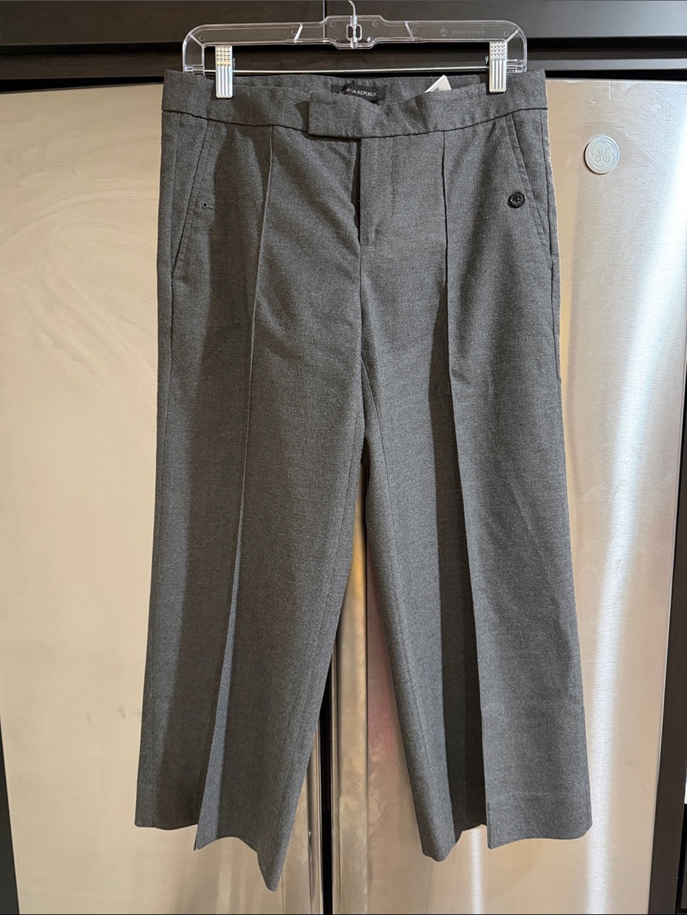 Women’s Gray Crop Dress Pants - Classic Pleated Trousers
